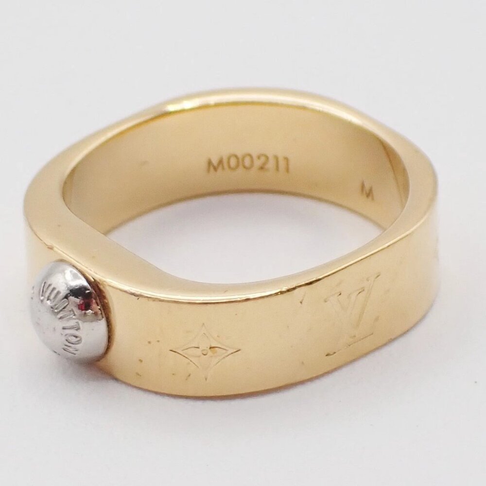 LOUIS VUITTON Nanogram Ring Size M Gold Silver Italy Accessory M00211 67EG247 - Picture 2 of 13